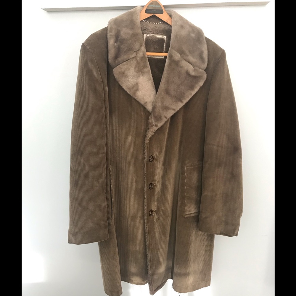 London Fog Corduroy Winter Faux Fur Lined Coat 44R